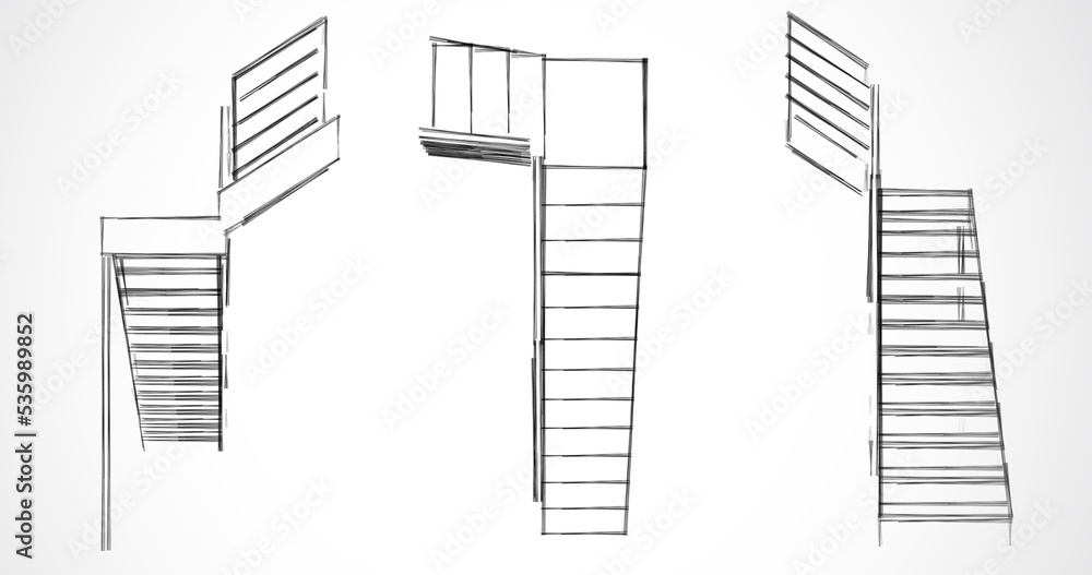 Staircase architecture sketch Staircase architecture sketch