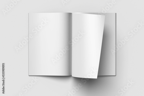 blank white magazine mockup top view