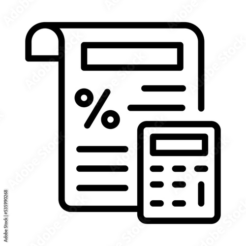 Check out outline icon of tax calculation 