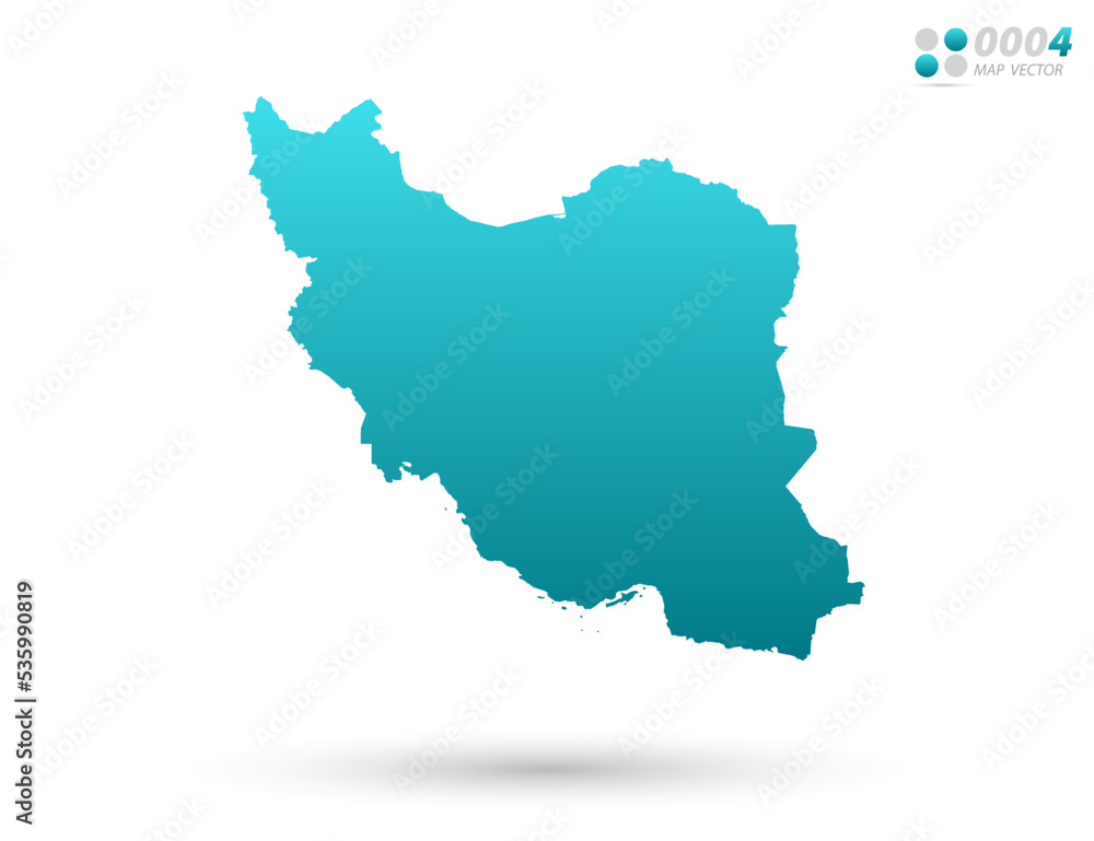 Vector blue gradient of Iran map on white background. Organized in layers for easy editing.