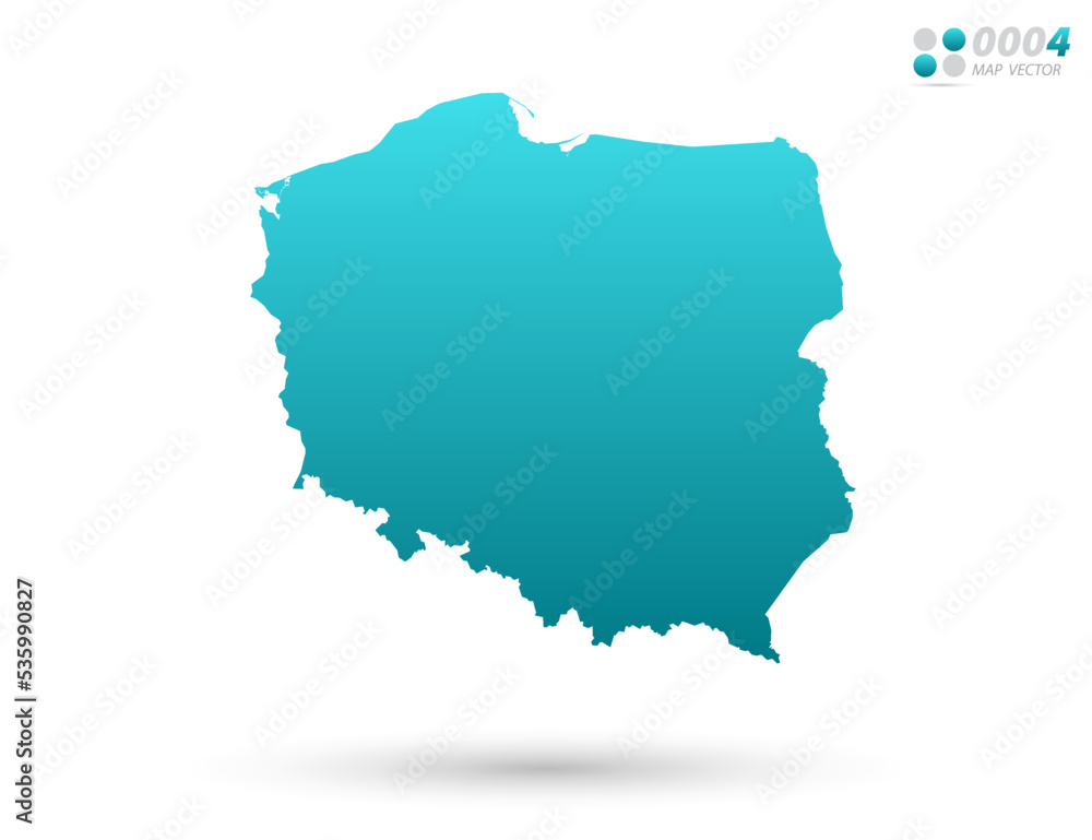 Vector blue gradient of Poland map on white background. Organized in layers for easy editing.