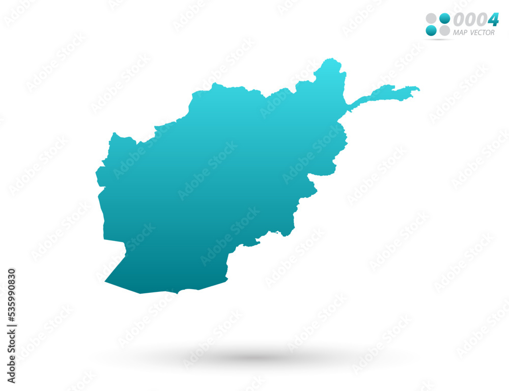 Vector blue gradient of Afghanistan map on white background. Organized in layers for easy editing.