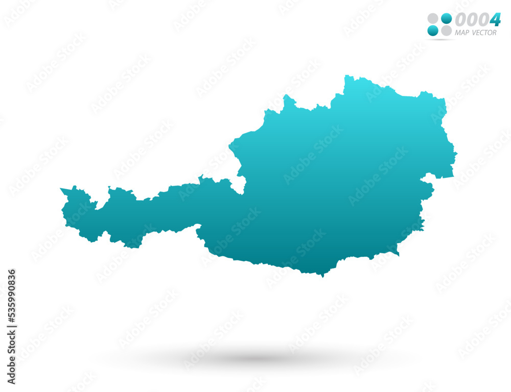 Vector blue gradient of Austria map on white background. Organized in layers for easy editing.