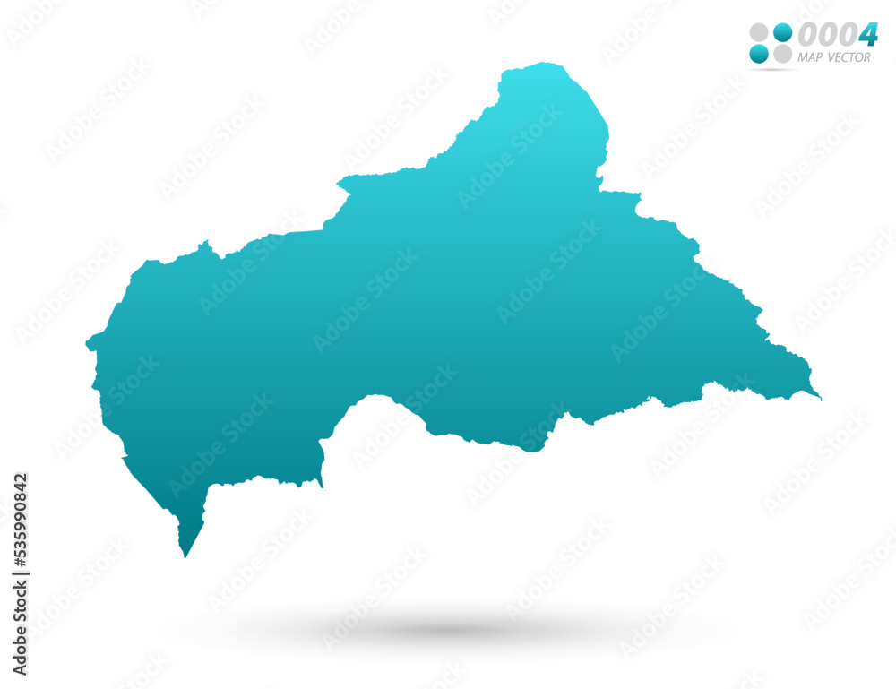 Vector blue gradient of Central African map on white background. Organized in layers for easy editing.