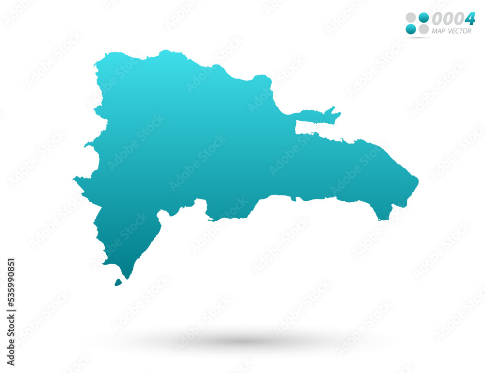 Vector blue gradient of Dominican Republic map on white background. Organized in layers for easy editing.