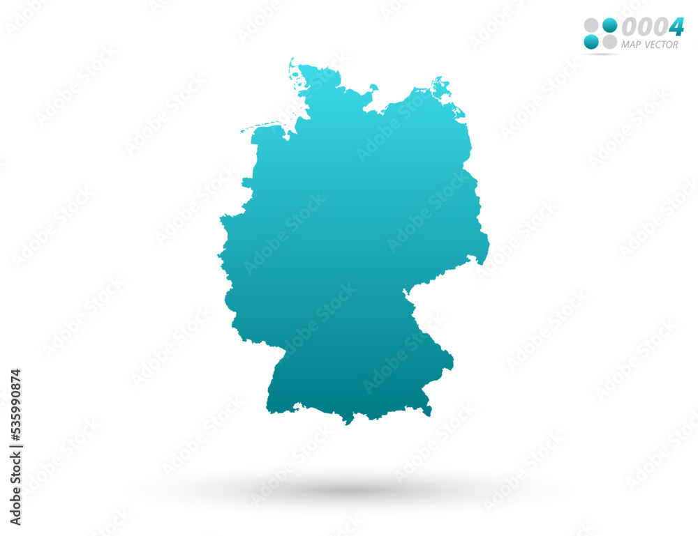 Vector blue gradient of Germany map on white background. Organized in layers for easy editing.