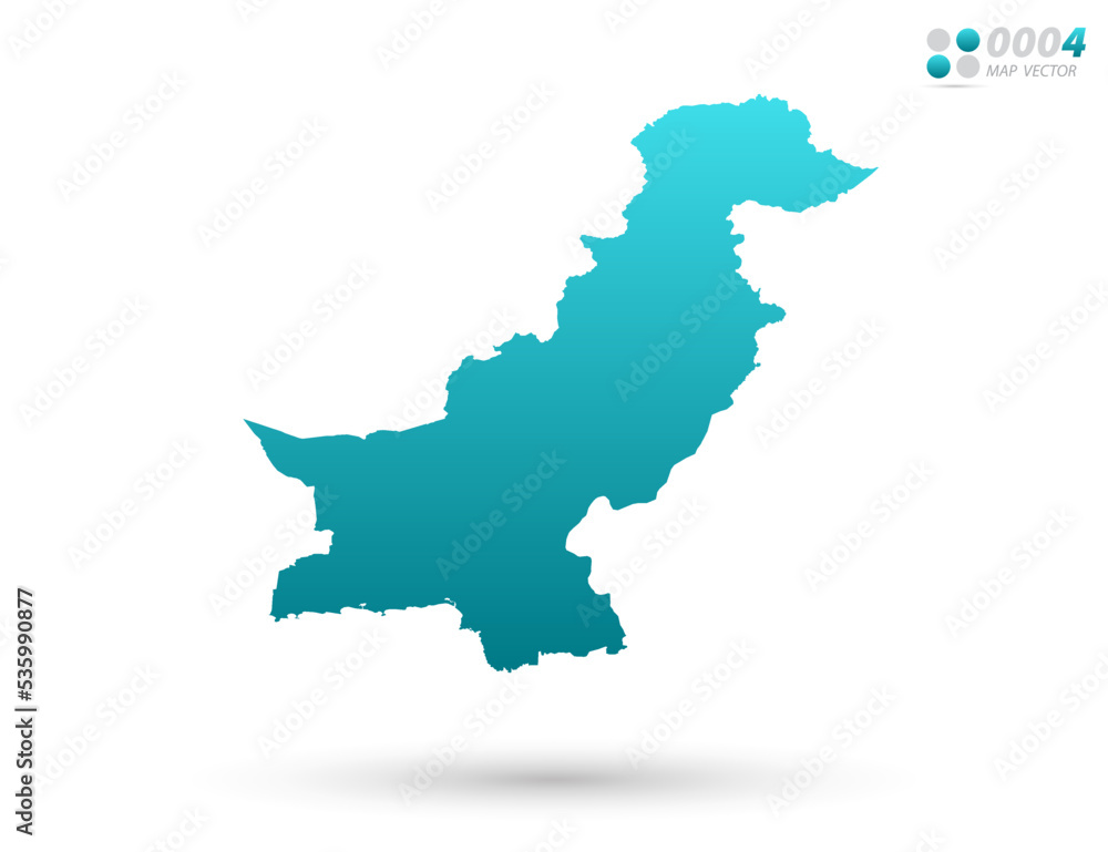 Vector blue gradient of Pakistan map on white background. Organized in layers for easy editing.