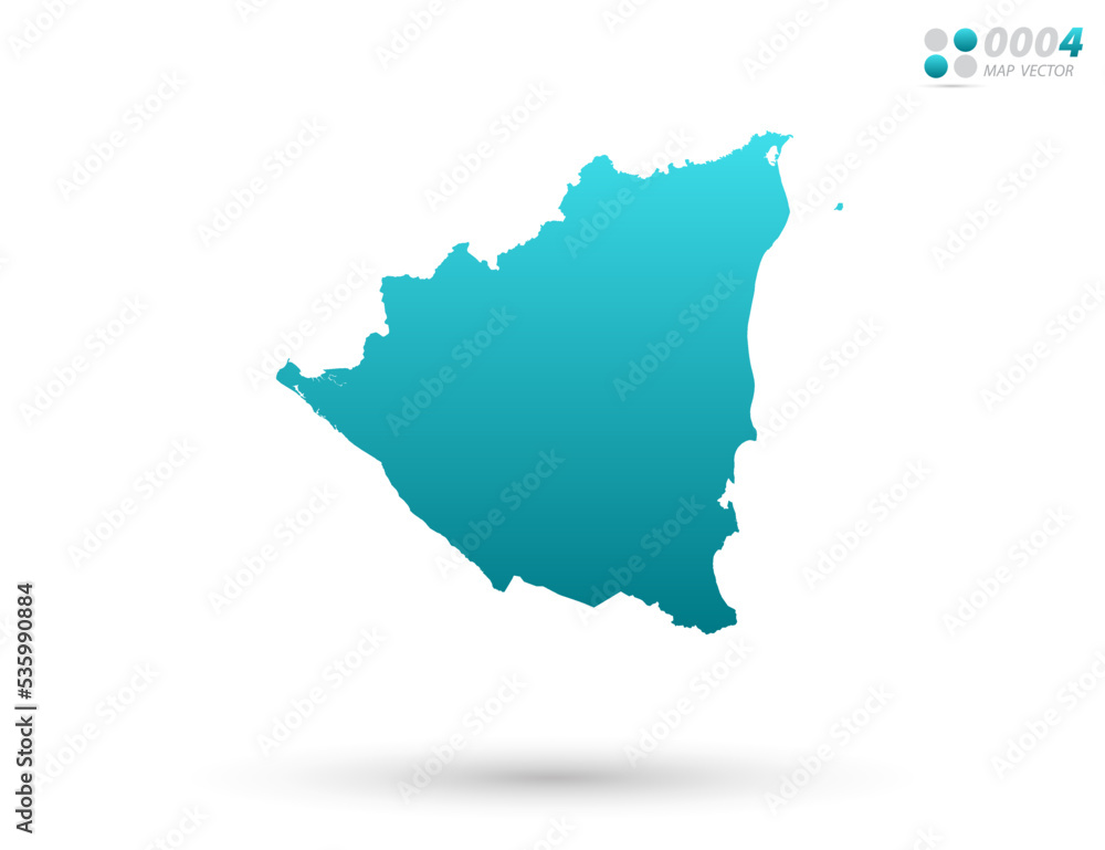 Vector blue gradient of Nicaragua map on white background. Organized in layers for easy editing.