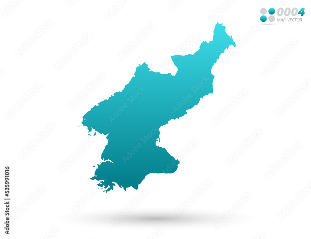 Vector blue gradient of North Korea map on white background. Organized in layers for easy editing.