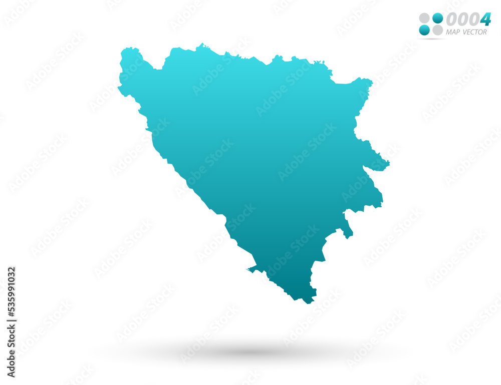 Vector blue gradient of Bosnia and Herzegovina map on white background. Organized in layers for easy editing.