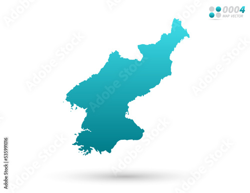 Vector blue gradient of North Korea map on white background. Organized in layers for easy editing.