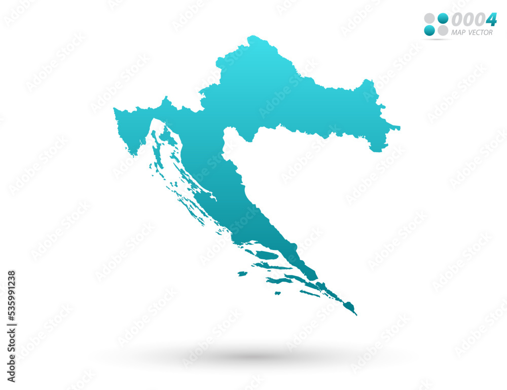 Vector blue gradient of Croatia map on white background. Organized in layers for easy editing.