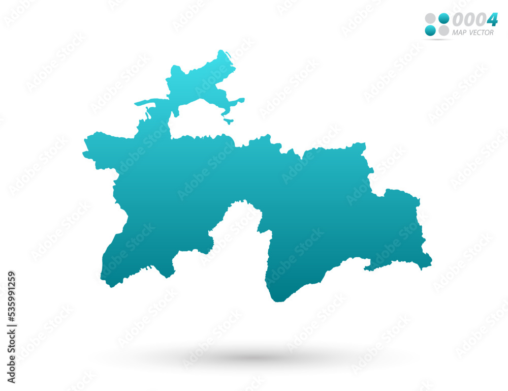 Vector blue gradient of Tajikistan map on white background. Organized in layers for easy editing.