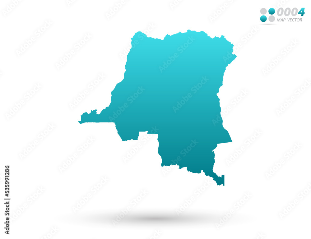 Vector blue gradient of Congo map on white background. Organized in layers for easy editing.
