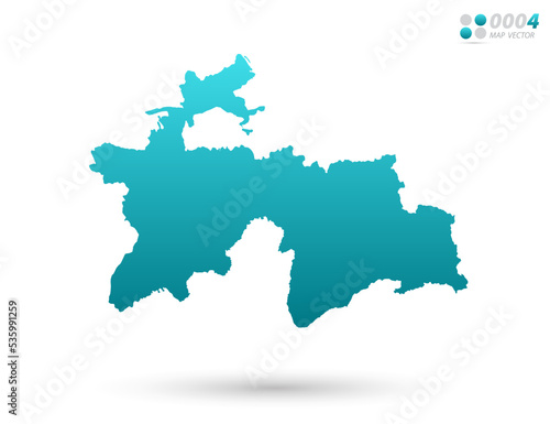 Vector blue gradient of Tajikistan map on white background. Organized in layers for easy editing.