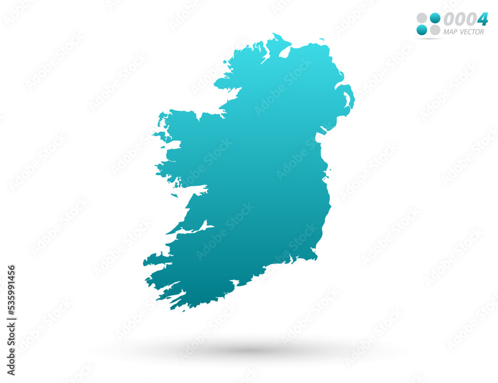 Vector blue gradient of Ireland map on white background. Organized in layers for easy editing.