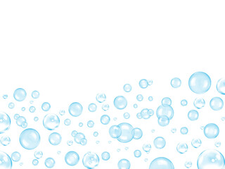 Blue bubbles on a white background with illustration concepts in advertisement media and digital design. copy space, banner, website