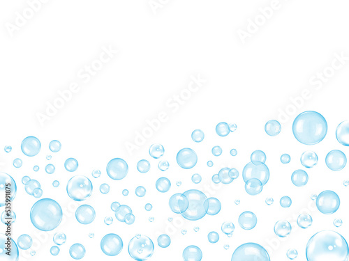 Blue bubbles on a white background with illustration concepts in advertisement media and digital design. copy space, banner, website