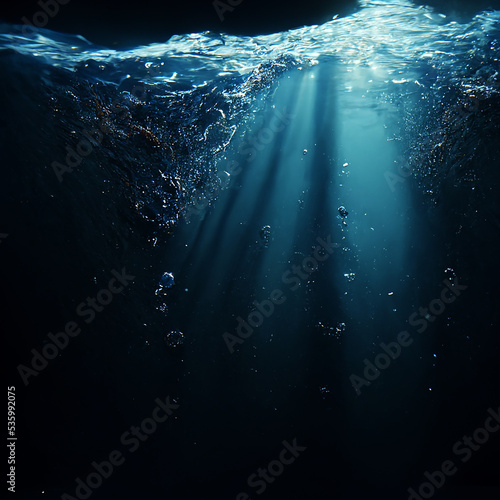 Underwater Scene With Bubbles And Sunbeams © slonme