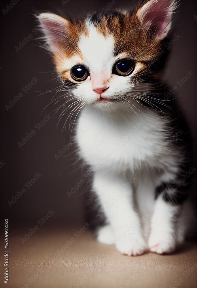 Obraz premium portrait of cute adorable kitten 3d illustration