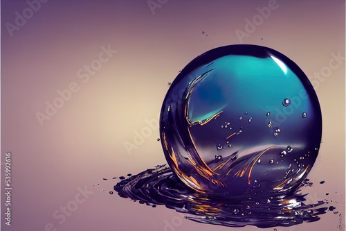 water liquid splash in sphere shape isolated on white background  3d illustration.