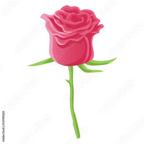 Red Rose Bud Flower Floral Flat Design Art Drawing Vector Illustration Icon