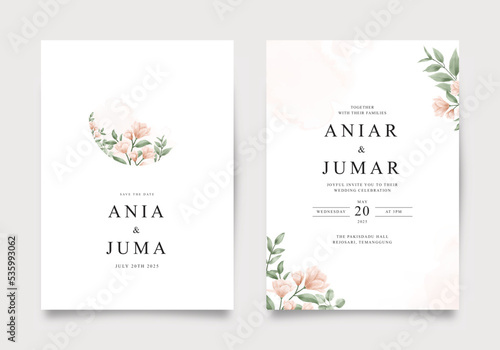 Beautiful wedding invitations with watercolor florals