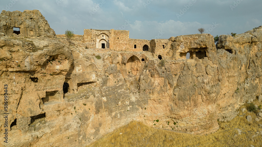 Monastery architecture built on a cliff on a mountain in an old and beautiful place Monastery architecture built on a cliff on a mountain in an old and beautiful place