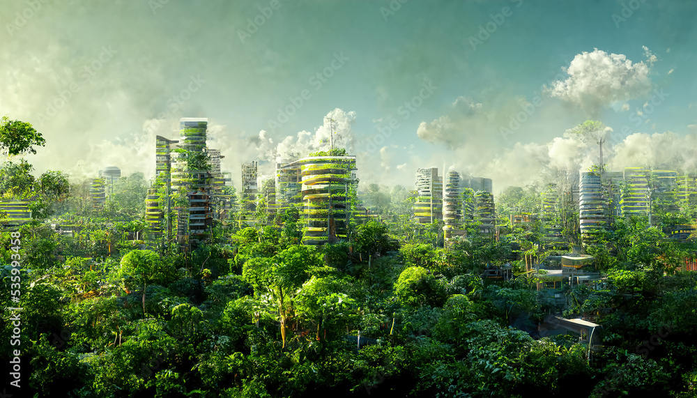 Futuristic Urban Cityscape Environmentally Sustainable City Futuristic Urban Cityscape Environmentally Sustainable City