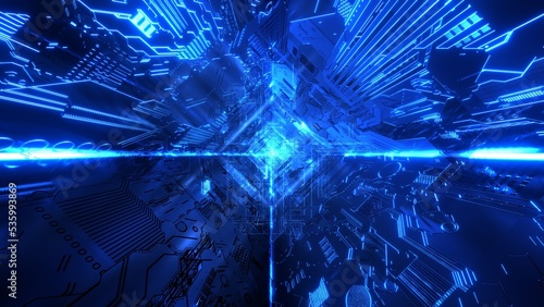 VJ トンネル サイバー空間 SF 青 [別Verあり]