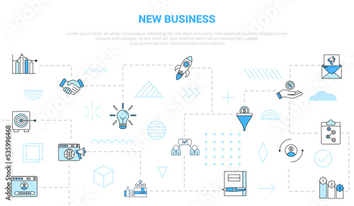 new business concept with icon set template banner with modern blue color style