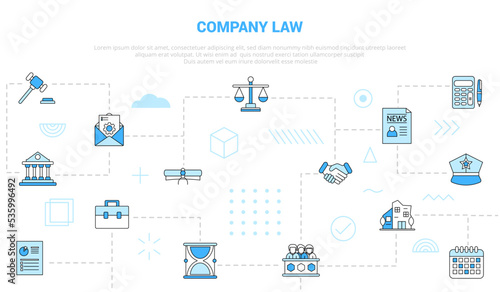 company law concept with icon set template banner with modern blue color style