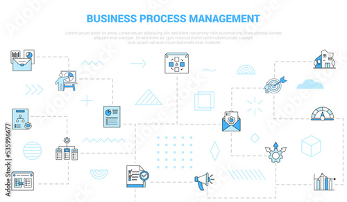 bpm business process management concept with icon set template banner with modern blue color style photo