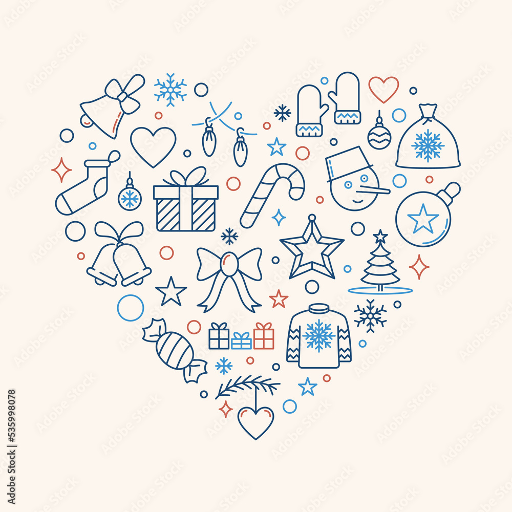 Merry Christmas Heart Shaped illustration - Happy New Year creative banner Merry Christmas Heart Shaped illustration - Happy New Year creative banner
