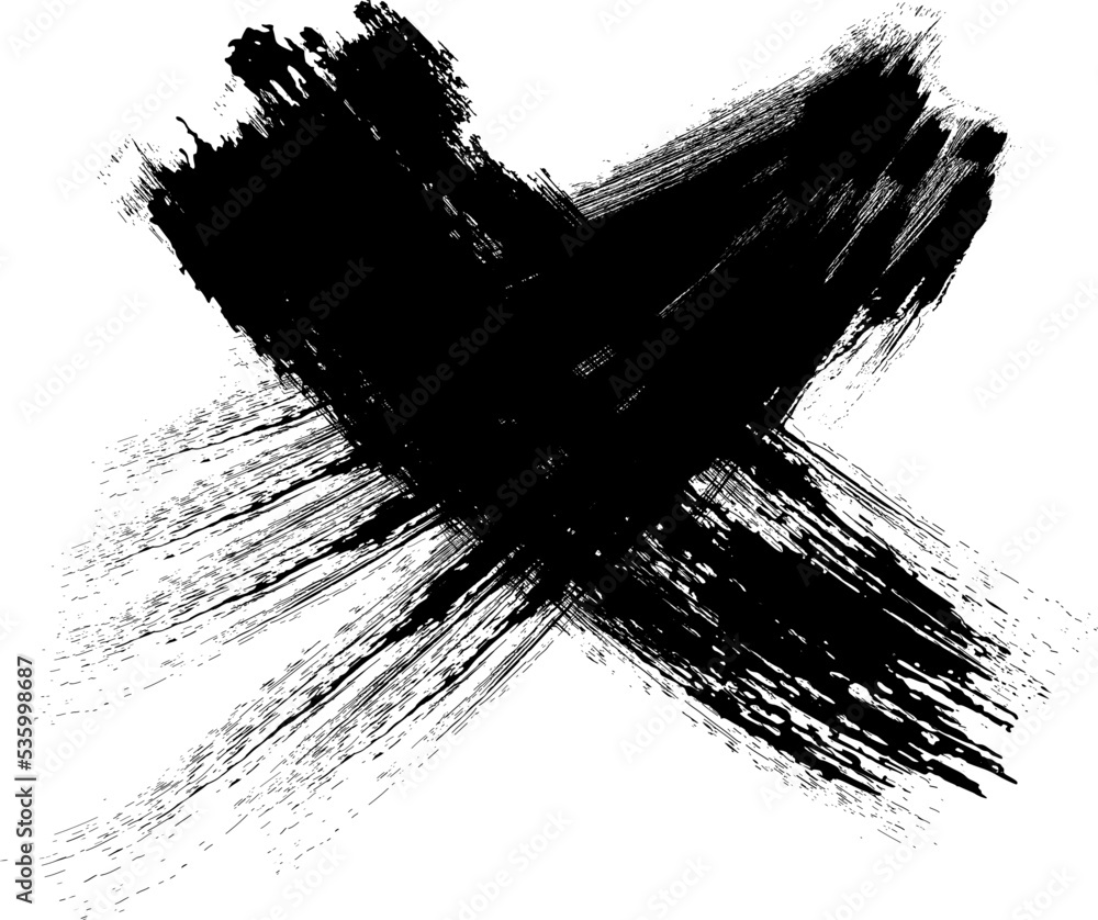 black Crossed paint strokes vector, X Marks .Handwritten Letter, Two