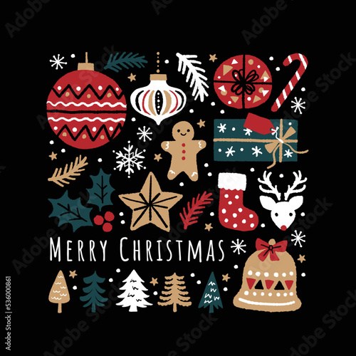 クリスマスの手描きのイラスト