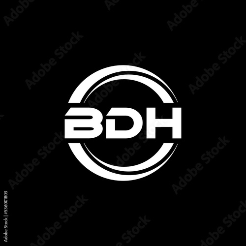 BDH letter logo design with black background in illustrator  vector logo modern alphabet font overlap style. calligraphy designs for logo  Poster  Invitation  etc.