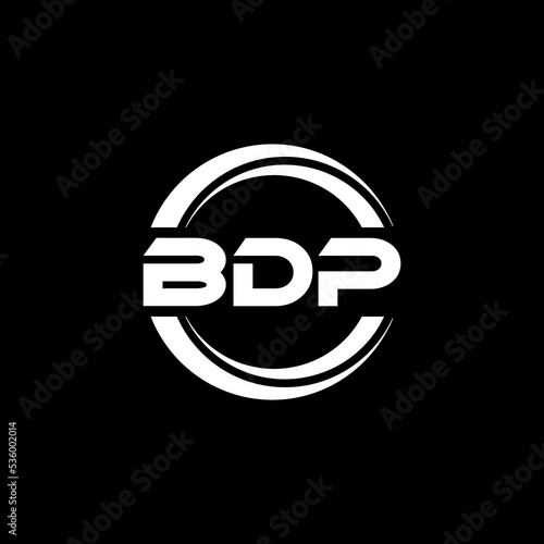 BDP letter logo design with black background in illustrator, vector logo modern alphabet font overlap style. calligraphy designs for logo, Poster, Invitation, etc.