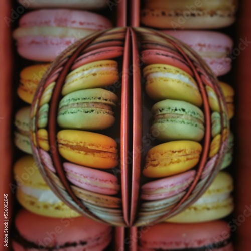 pattern and design inspired by an arrangement of colourful macaroons