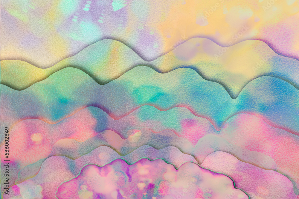abstract colorful background trendy puffy clouds ink dyed.