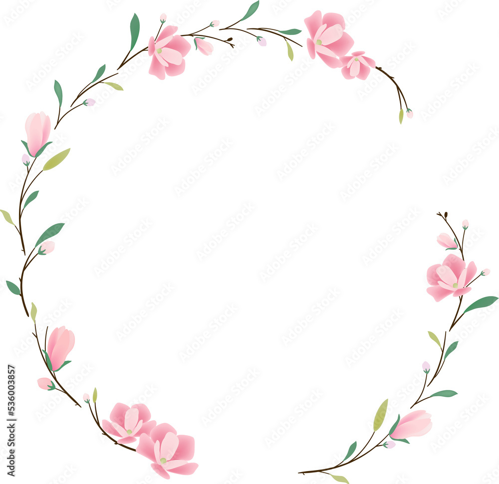 pink magnolia heart wreath frame for valentine banner