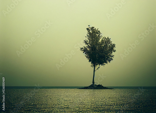 A lonely tree on the lake