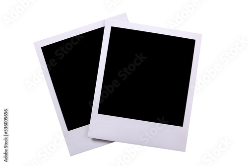 Two polaroid style instant camera print frame flat isolated transparent background photo PNG file