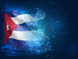 Cuba,  vector flag, virtual abstract 3D object from triangular polygons on a blue background