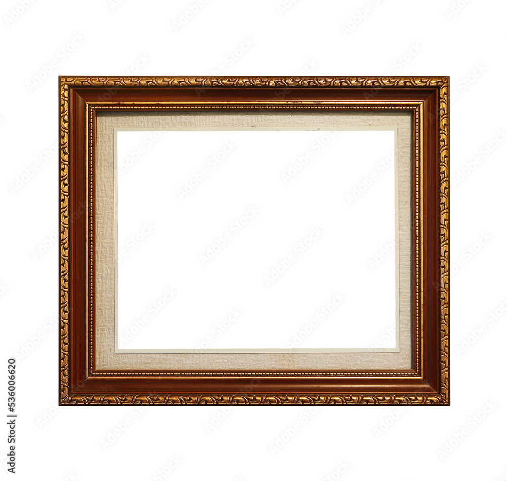 Wooden picture frame isolated on white background