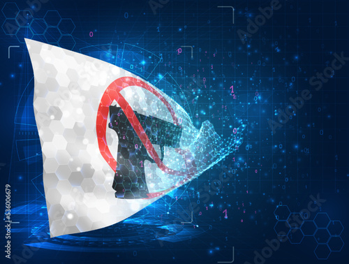 Weapon,  vector flag, virtual abstract 3D object from triangular polygons on a blue background