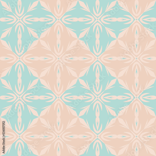 Ornate arabic seamless pattern  beige green mint color  decorative east vector illustration for design