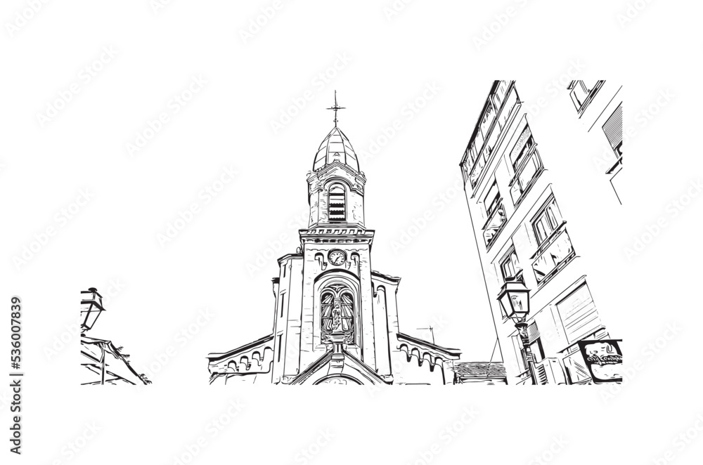 Building view with landmark of Palavas les Flots is the
commune in France. Hand drawn sketch illustration in vector. Building view with landmark of Palavas les Flots is the
commune in France. Hand drawn sketch illustration in vector.