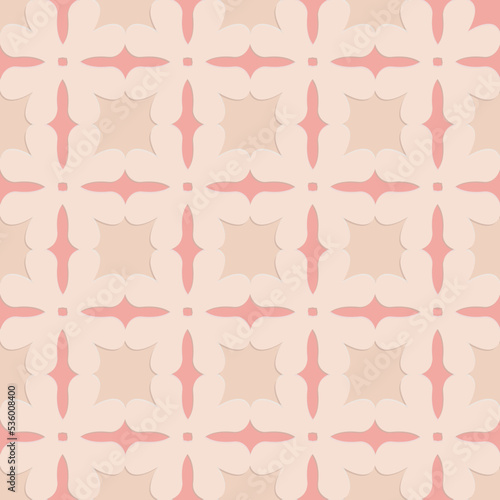 Pink beige embossed pattern in arabic style, oriental ornate seamless pattern