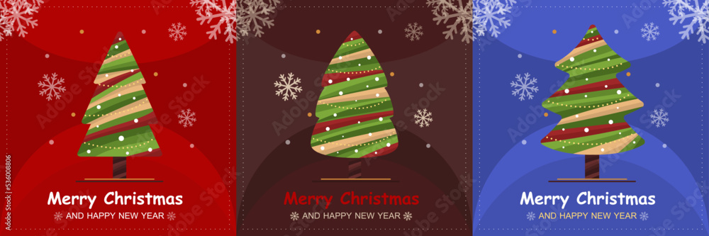 collection of Christmas tree vector element holiday flat pine tree cartoon vector background 